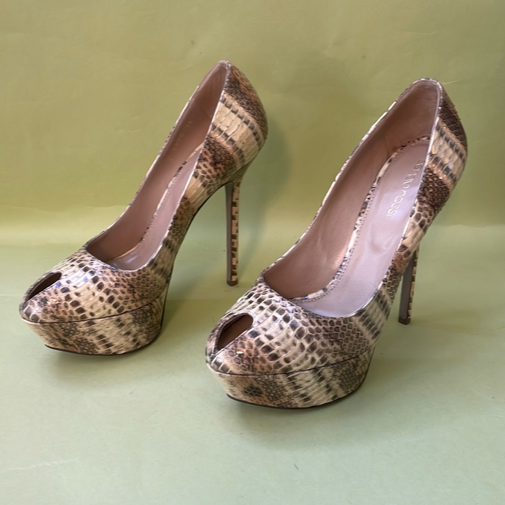 Multicolored Sergio Rossi snake skin platform